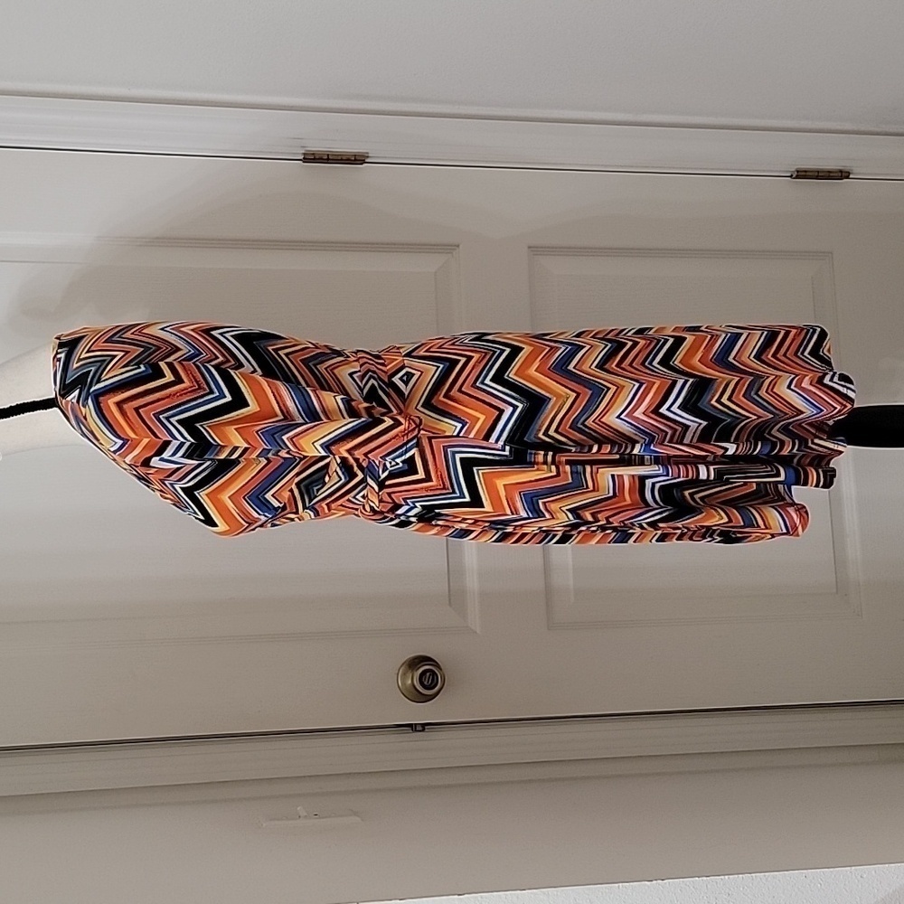 Snap Size M Chevron Pattern Fit & Flare Faux Wrap Dress, Gently Used Condition - Picture 3 of 10